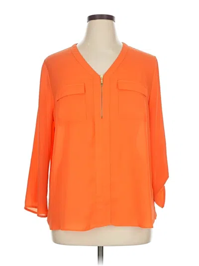 Pre-owned Cato 3/4 Sleeve Blouse In Orange