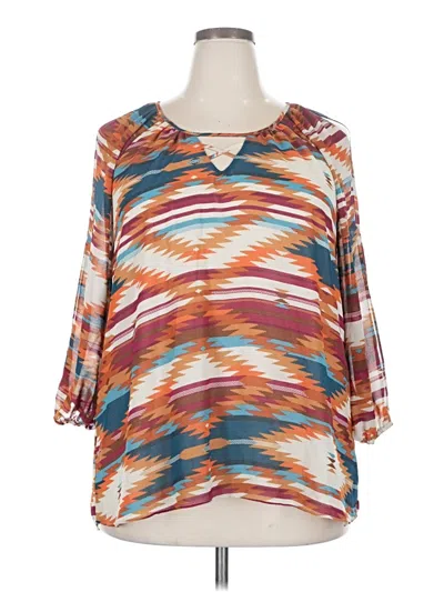 Pre-owned Cato 3/4 Sleeve Blouse In Orange