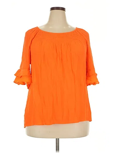 Pre-owned Cato 3/4 Sleeve Blouse In Orange