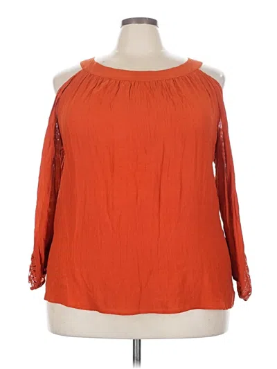 Pre-owned Cato 3/4 Sleeve Blouse In Orange