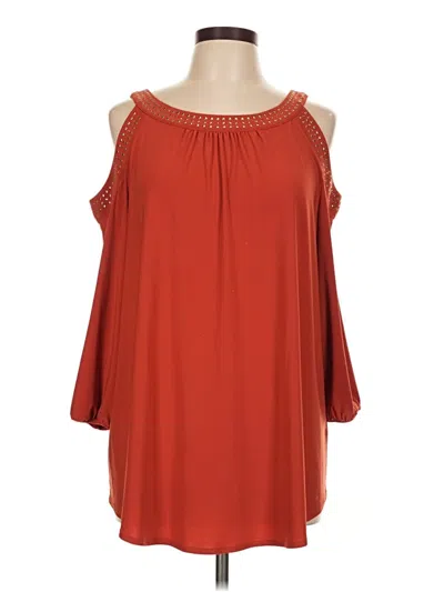Pre-owned Cato 3/4 Sleeve Blouse In Orange