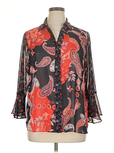 Pre-owned Cato 3/4 Sleeve Blouse In Orange