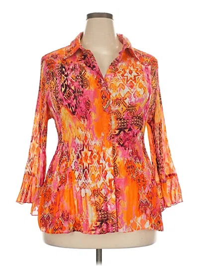 Pre-owned Cato 3/4 Sleeve Blouse In Orange