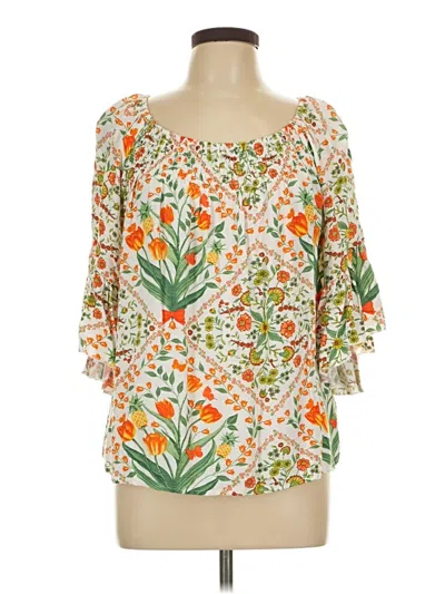 Pre-owned Cato 3/4 Sleeve Blouse In Orange