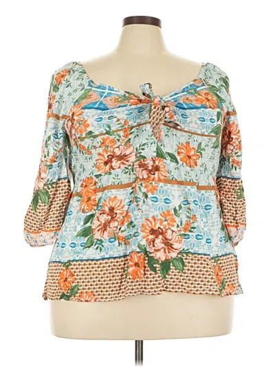 Pre-owned Cato 3/4 Sleeve Blouse In Orange