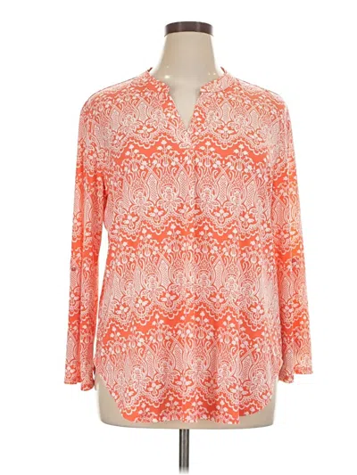 Pre-owned Cato 3/4 Sleeve Blouse In Orange