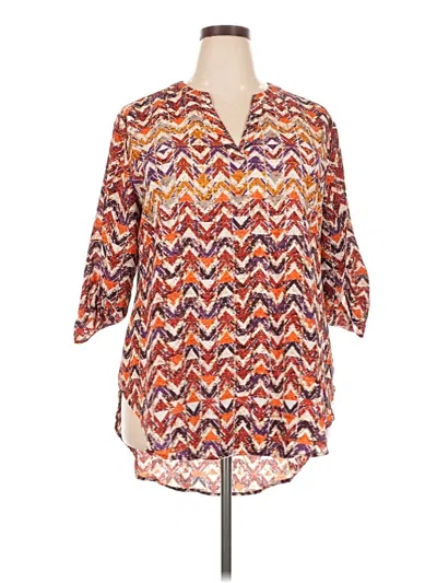 Pre-owned Cato 3/4 Sleeve Blouse In Orange