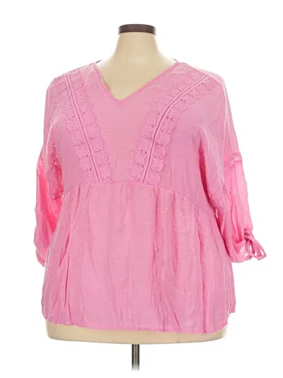 Pre-owned Cato 3/4 Sleeve Blouse In Pink