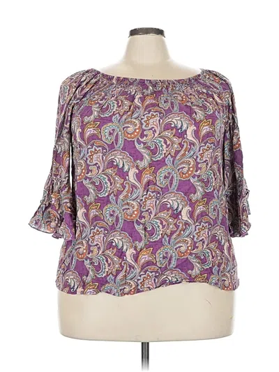 Pre-owned Cato 3/4 Sleeve Blouse In Purple