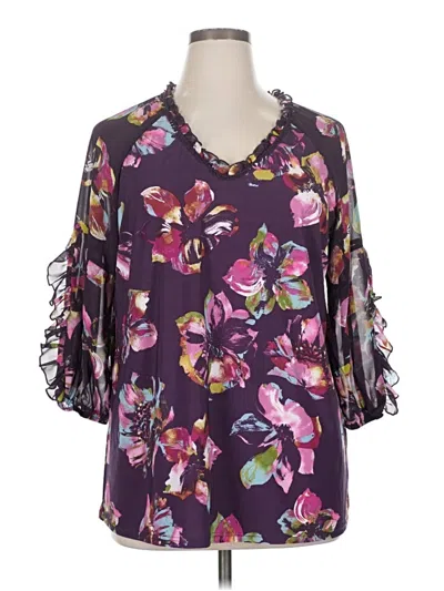 Pre-owned Cato 3/4 Sleeve Blouse In Purple