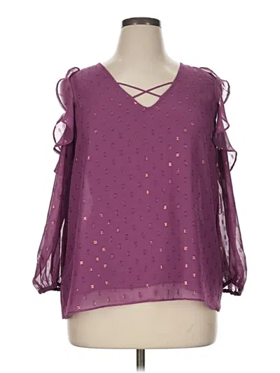 Pre-owned Cato 3/4 Sleeve Blouse In Purple