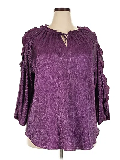 Pre-owned Cato 3/4 Sleeve Blouse In Purple