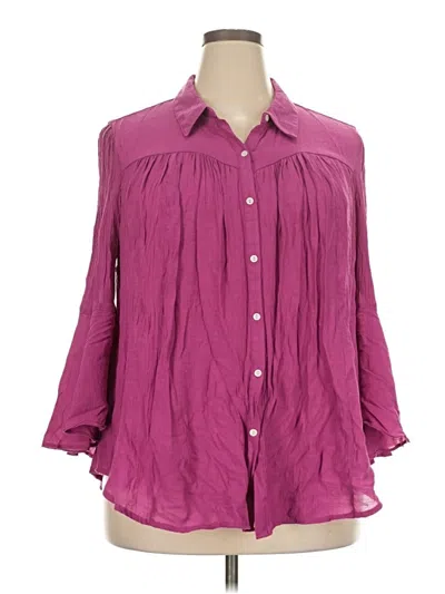 Pre-owned Cato 3/4 Sleeve Blouse In Purple