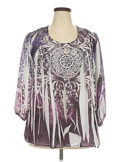 Pre-owned Cato 3/4 Sleeve Blouse In Purple