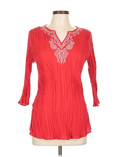 Pre-owned Cato 3/4 Sleeve Blouse In Red