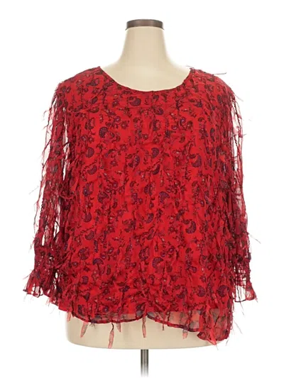 Pre-owned Cato 3/4 Sleeve Blouse In Red