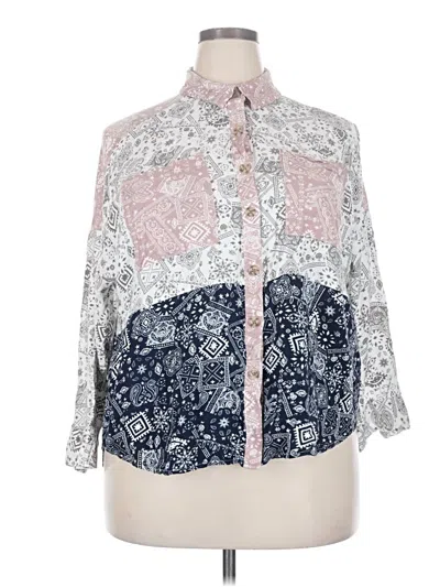 Pre-owned Cato 3/4 Sleeve Blouse In Silver