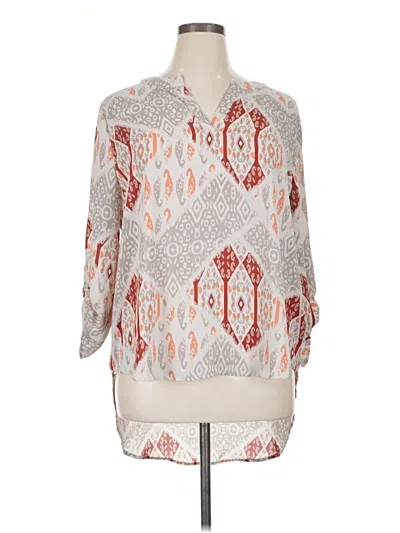 Pre-owned Cato 3/4 Sleeve Blouse In Silver