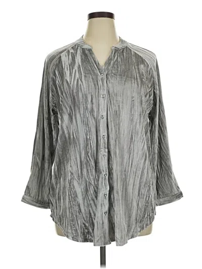 Pre-owned Cato 3/4 Sleeve Blouse In Silver