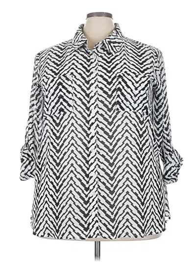 Pre-owned Cato 3/4 Sleeve Blouse In Silver