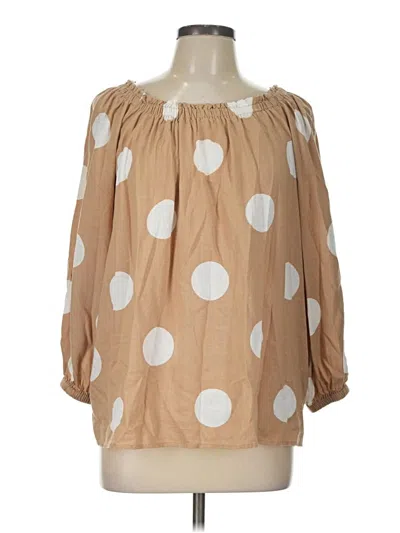 Pre-owned Cato 3/4 Sleeve Blouse In Tan