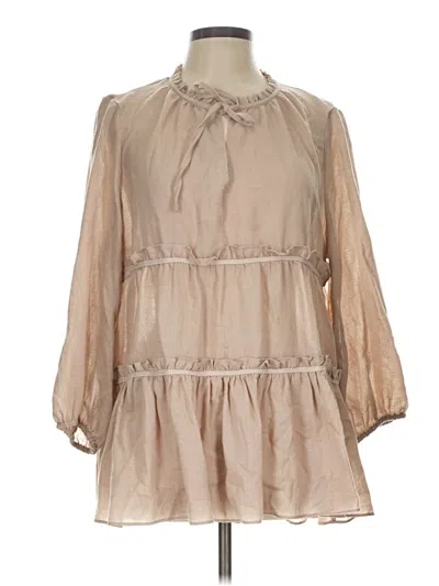 Pre-owned Cato 3/4 Sleeve Blouse In Tan