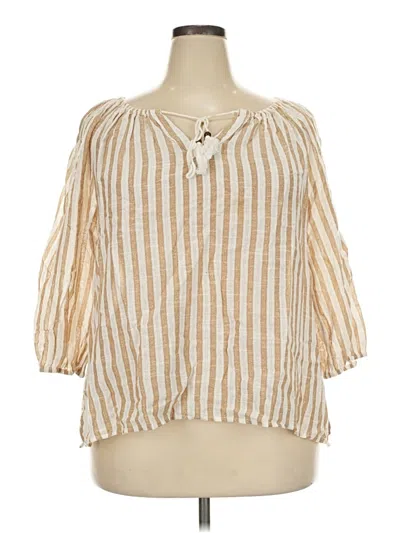 Pre-owned Cato 3/4 Sleeve Blouse In Tan