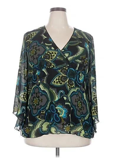 Pre-owned Cato 3/4 Sleeve Blouse In Teal