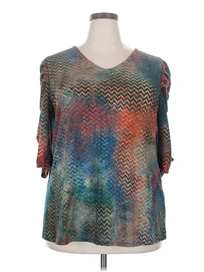 Pre-owned Cato 3/4 Sleeve Blouse In Teal
