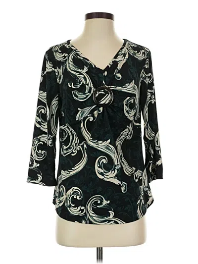 Pre-owned Cato 3/4 Sleeve Blouse In Teal