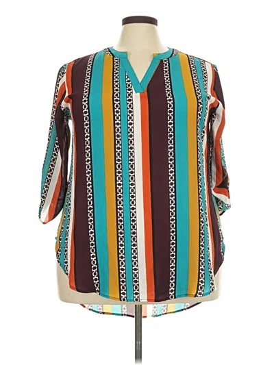 Pre-owned Cato 3/4 Sleeve Blouse In Teal