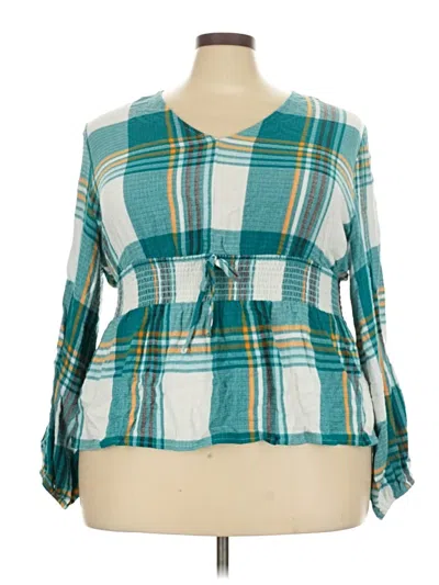Pre-owned Cato 3/4 Sleeve Blouse In Teal