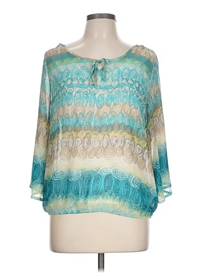 Pre-owned Cato 3/4 Sleeve Blouse In Teal