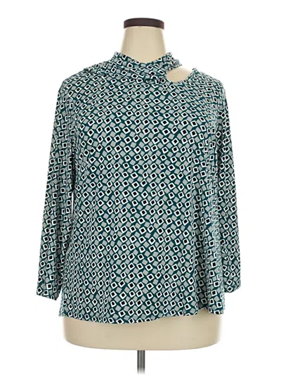 Pre-owned Cato 3/4 Sleeve Blouse In Teal
