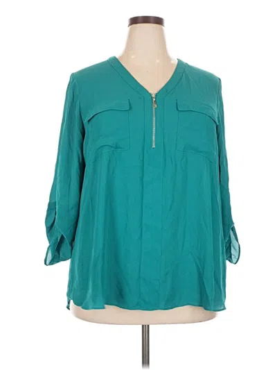 Pre-owned Cato 3/4 Sleeve Blouse In Teal