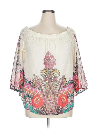 Pre-owned Cato 3/4 Sleeve Blouse In White