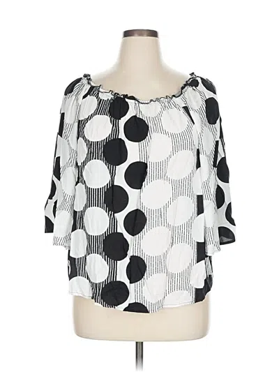 Pre-owned Cato 3/4 Sleeve Blouse In White