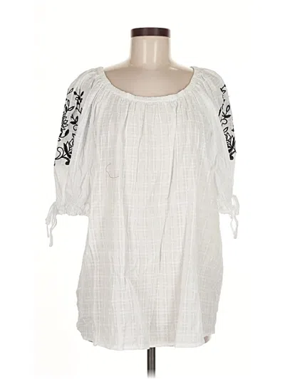 Pre-owned Cato 3/4 Sleeve Blouse In White