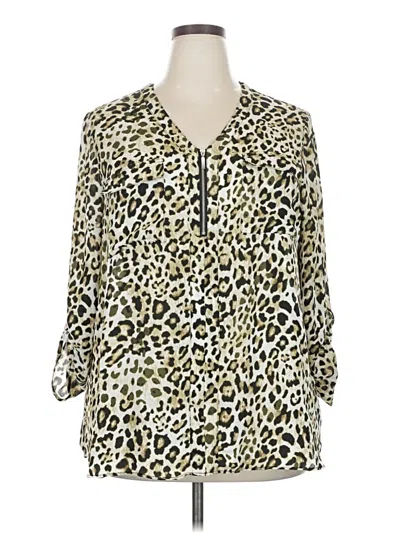 Pre-owned Cato 3/4 Sleeve Blouse In White