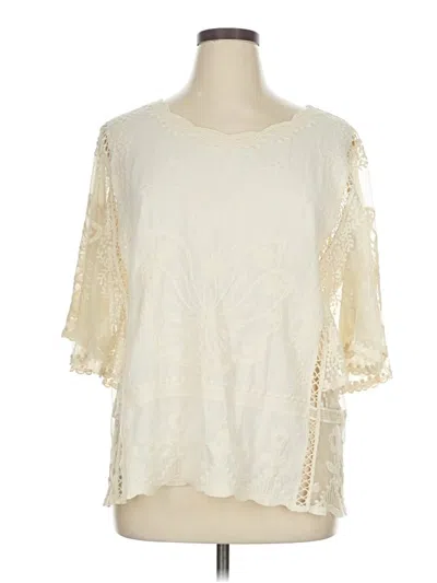 Pre-owned Cato 3/4 Sleeve Blouse In White
