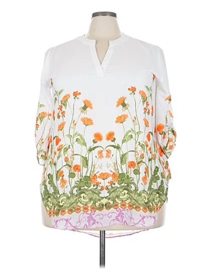 Pre-owned Cato 3/4 Sleeve Blouse In White