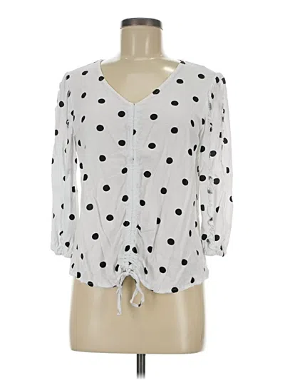 Pre-owned Cato 3/4 Sleeve Blouse In White