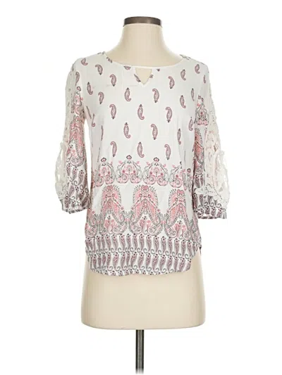 Pre-owned Cato 3/4 Sleeve Blouse In White