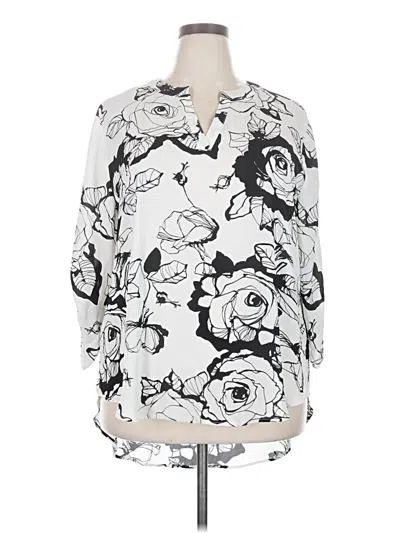 Pre-owned Cato 3/4 Sleeve Blouse In White
