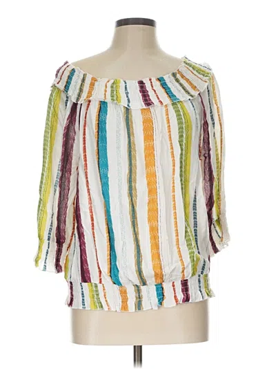 Pre-owned Cato 3/4 Sleeve Blouse In White