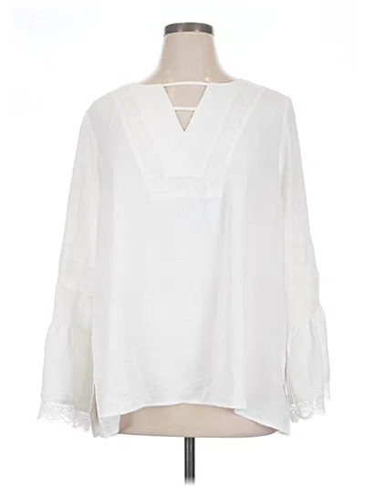 Pre-owned Cato 3/4 Sleeve Blouse In White