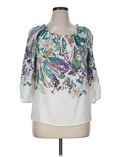 Pre-owned Cato 3/4 Sleeve Blouse In White