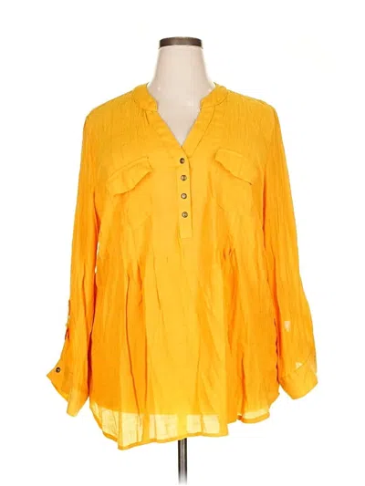 Pre-owned Cato 3/4 Sleeve Blouse In Yellow