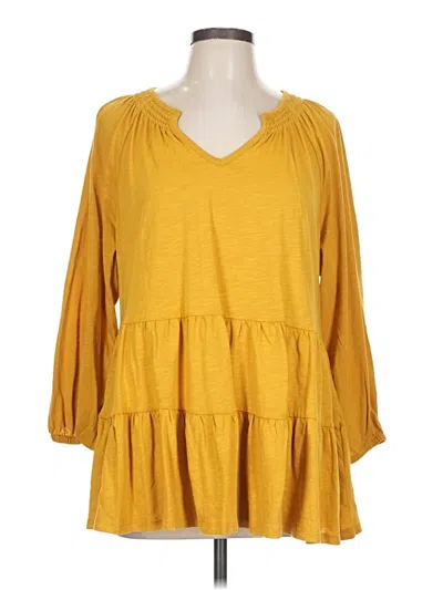 Pre-owned Cato 3/4 Sleeve Blouse In Yellow