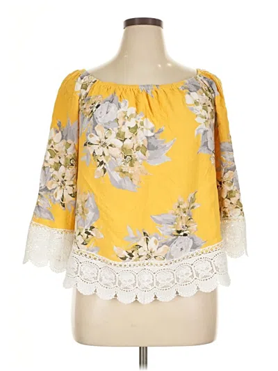 Pre-owned Cato 3/4 Sleeve Blouse In Yellow